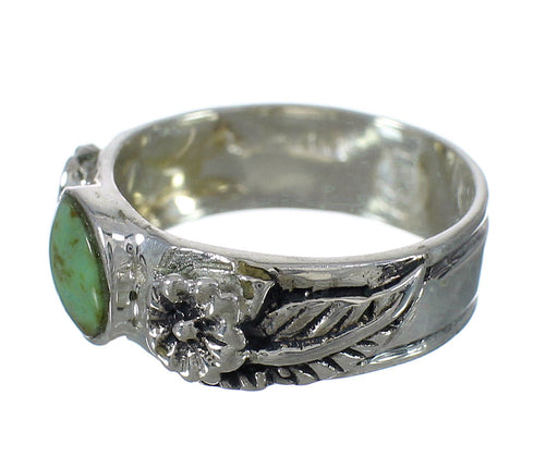 Silver And Turquoise Flower Ring Size 6-3/4 YX91606